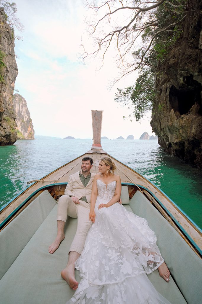 Elopement, Elopement wedding, Elopement wedding photography, Elopement wedding photographer, Elopement at island Krabi, Elopement wedding on boat Krabi, Longtail boat Krabi