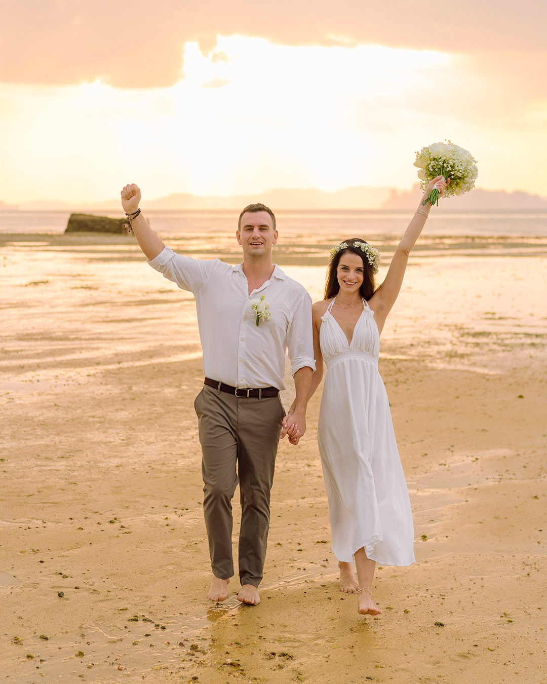 Couple together on a mainland beach in Krabi